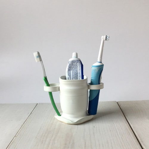 Ceramic Toothbrush Holder in Aster Blue Pottery Toothbrush Etsy