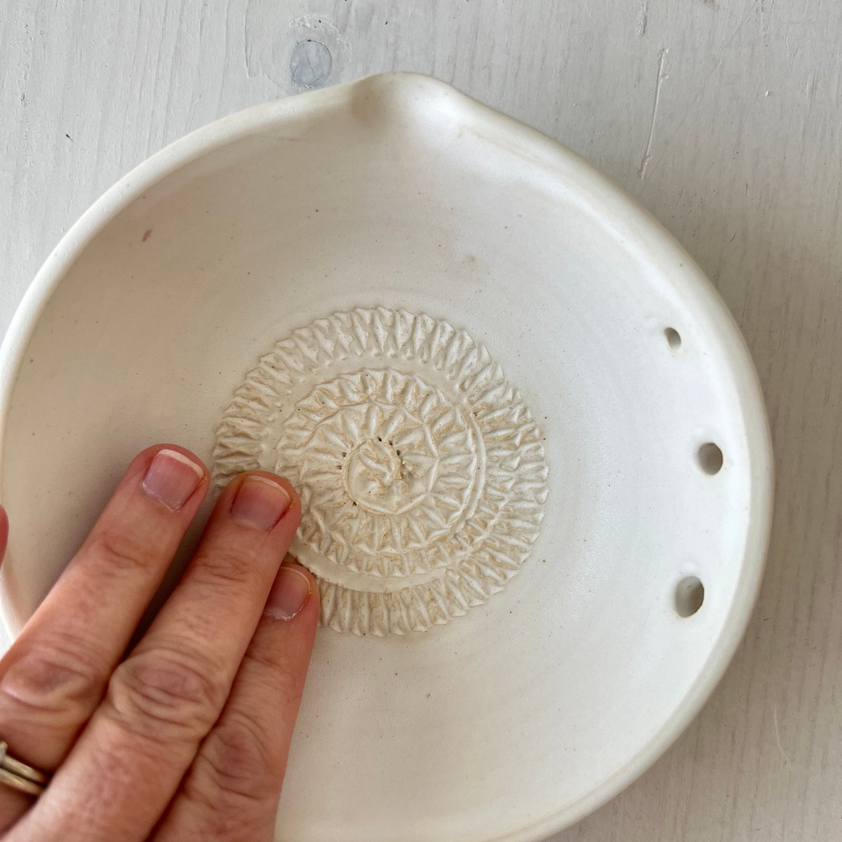 Garlic Grater Herb Stripper Bowl, Grater With Spout, Handmade Pottery, Green, White, Turquoise - Etsy