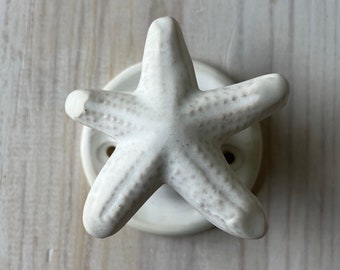 White Starfish Hook, Handmade ceramic hook, beach hook