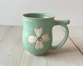 Dogwood Perfect Mug, 16 oz, Light Turquoise handmade pottery
