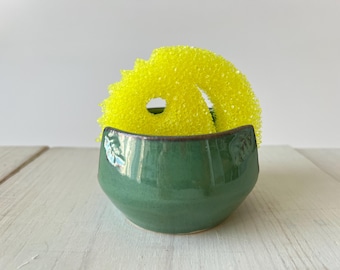 Ceramic Sponge Holder, scrub holder, handmade pottery, white, cranberry, green, navy blue, turquoise