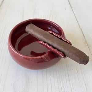 Handmade Cigar Ashtray, Cranberry red, ceramic ashtray