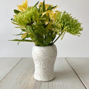 Medium Handmade Speckled White Ceramic Vase, handmade white pottery vase