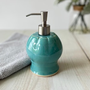 Turquoise Liquid Soap Dispenser, Handmade Soap Pump, heavy duty stainless steel pump