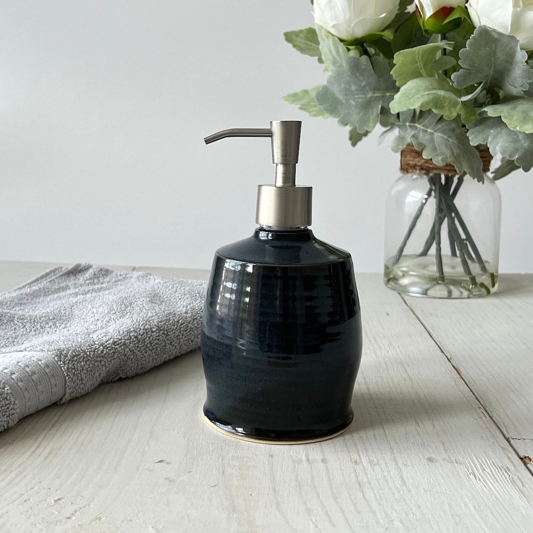 Navy Blue Liquid Soap Dispenser, Handmade Soap Pumplotion Pump Etsy