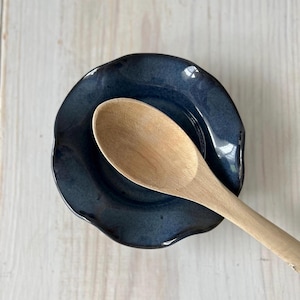 Dark Blue Spoon Rest, handmade, ceramic, Navy blue