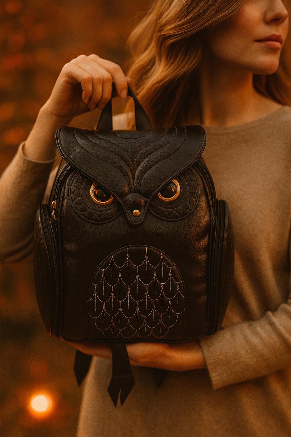 Goth Style Black Owl Design Backpack Bag Mystic Moonlit Owl PU Leather Backpack: Floral Design - Etsy main image 4