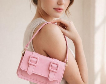 Pink Mini Crossbody Bag with Buckle Detail