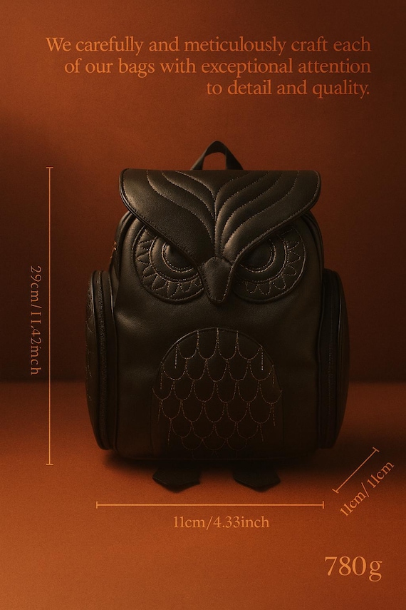 black leather owl backpack Black Owl Backpack, Halloween Owl Bag for Women & Men, PU Leather Travel  Backpack, Gothic School Bag, Cute Owl Purse Gift