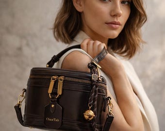 Vintage Leather Top Handle Bag, Small Brown Crossbody Bag, Retro Doctor Style Purse, Classic Mini Handbag, Elegant Everyday Bag