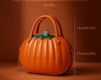 Halloween Pumpkin Handbag, Cute Chain Crossbody Bag for Women, Holiday Party Purse, Fancy Halloween Costume Accessory Gift