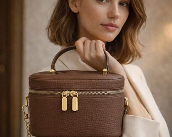 Brown Top Handle Crossbody Bag, Vintage Mini Handbag, Small Leather Look Purse, Elegant Structured Bag, Everyday Classic Handbag