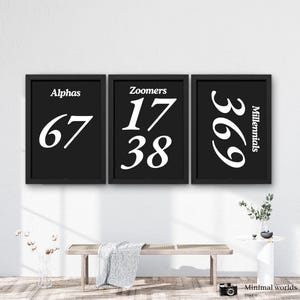 Set di 3, Generazione Z Alpha Millennials, Divertente arredamento per ufficio per programmatori, Poster minimalisti, 1738 369 67 Wall Art, Stampe digitali scaricabili