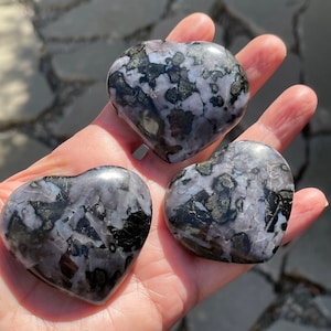Indigo Gabbro Heart, Merlinite Heart, Mystic Merlinite Heart, Merlin Stone, Crystal Heart Carving, Stone Hearts, Rocks and Geodes, Hearts