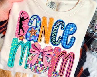 Dance Mom PNG, Cheer Dance Preppy Disco Ball Sublimation Download, Dancer Team Shirt DTF Transfer, Gift