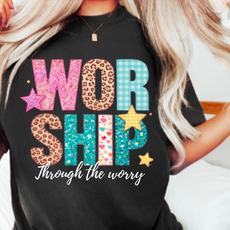 inspirational Christian png bright mixed pattern typography
