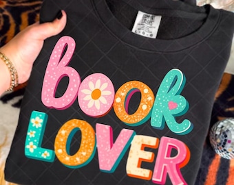 Book Lover PNG – Preppy Girly Reading Design, Retro Bookish Sublimation Digital Download