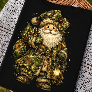 Camo Santa PNG, Camouflage Patchwork Christmas Sublimation, Trendy Retro Xmas PNG, Fun Santa Trendy (Digital Download)