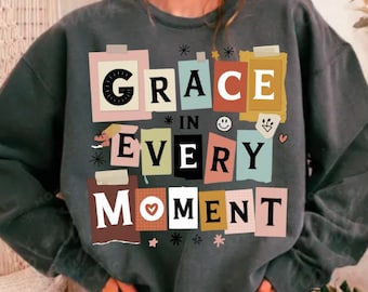 Christianity Shirt PNG, Grace in Every Moment PNG, Boho Preppy Christian Design, Bible Verse Png, Religious Png, Retro Christian Png