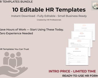 HR Starter Kit für Small Business | Neue Einstellungsunterlagen, Einstellungs- und Mitarbeiterformblätter | Sofort Download