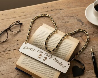 Sorry I'm Fully Booked Bookmark Purse, Personalized Book Carrier with Chain Strap