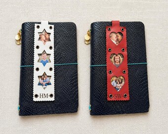 Clip magnético de cuero para fotos, ideal para portadas de cuadernos y accesorios personalizados para cuadernos de viaje.