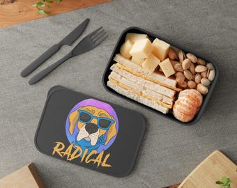 Radical Sunglasses Dog PLA Bento Box with Band and Utensils