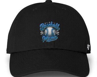 Baseball Mama Cap | Embroidered Baseball Design, Black Dad Hat