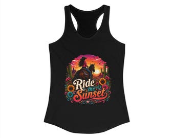Ride into the Sunset Racerback Tank | Sunset Rider Graphic Tank
