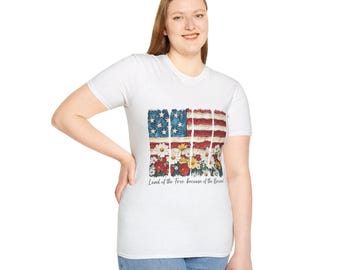 Distressed American Flag with Flowers T-Shirt | Patriotic Floral Tee