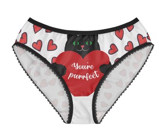 You're Purrfect Cat Heart design Women's Briefs | Valentine's Heart Pattern