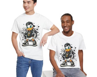 Skater Duck Graphic Tee | Streetwear Cartoon Duck, Hoodie & Sneakers Design
