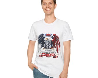 Route 66 100th Anniversary Eagle Shirt | American Flag Wings