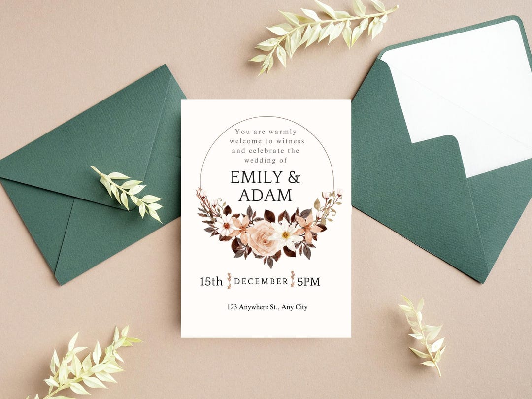 Boho Floral Wedding Invitation Template Earth Tone Botanical Wedding boho-floral-wedding-invitation-template-earth-tone-botanical-wedding