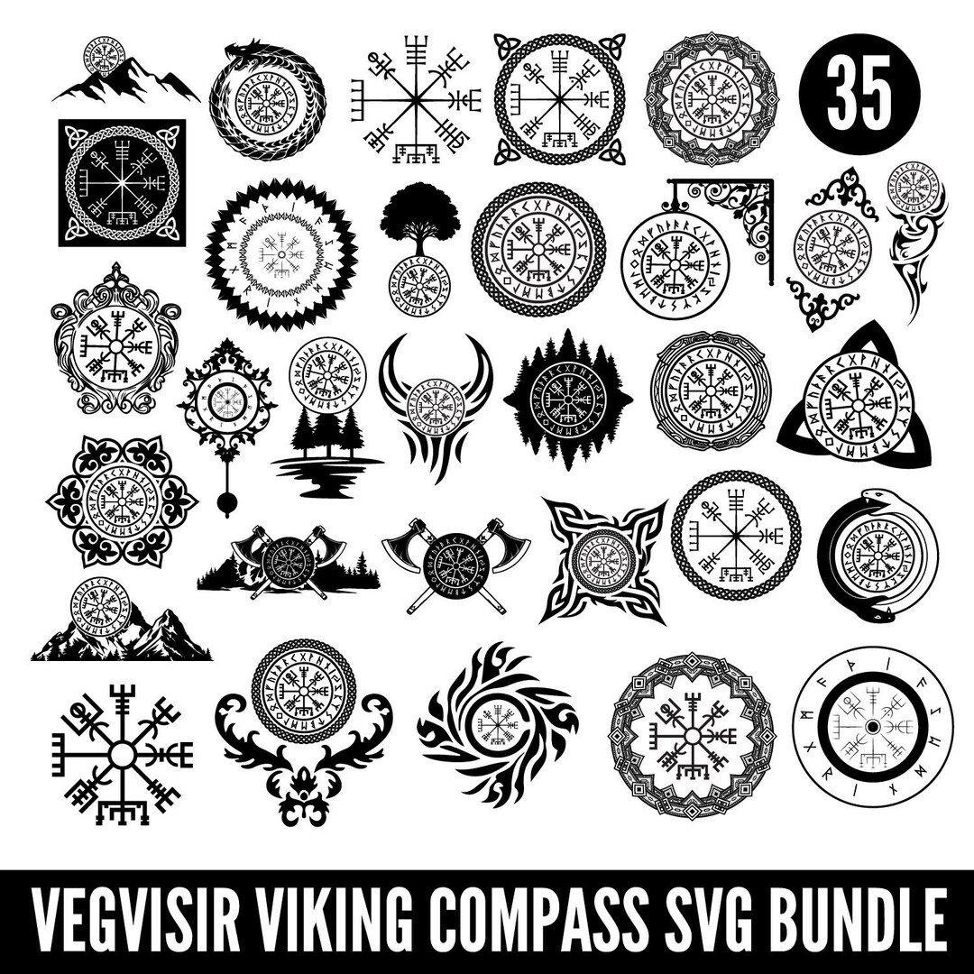 Viking Compass SVG Bundle: Viking Symbols Svg, Viking Ship Svg, Celtic ...