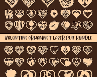 Valentine Heart Ornament SVG Bundle: Laser Cut Designs Wedding Decor Glowforge (Digital Download), Love Svg, Glowforge Svg