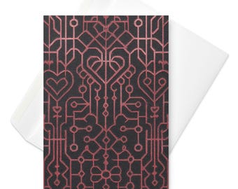 Velvet Circuit Synthetic Passion Tarjeta de San Valentín Arte Abstracto Moderno