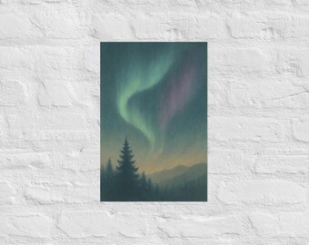 Aurora Veil Póster Abstracto Minimalista de Invierno 12x18 Arte de Pared Moderno