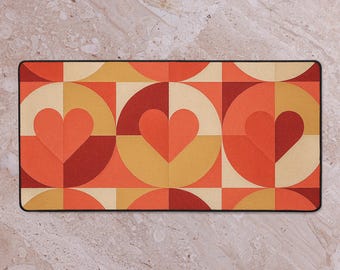 Modern Romantic Bauhaus Heartbeat Alfombrilla de Escritorio San Valentín Diseño Geométrico Moderno
