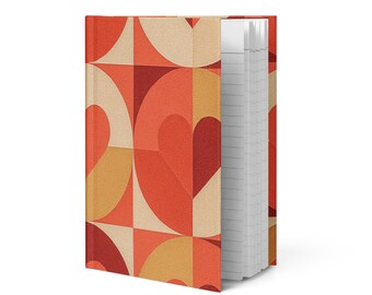Modern Romantic Bauhaus Heartbeat Cuaderno de Tapa Dura Día de San Valentín Mate