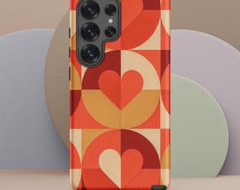 Modern Romantic Bauhaus Heartbeat Funda Resistente de San Valentín para Samsung