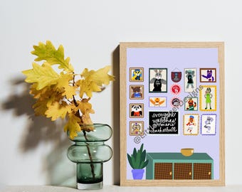 WNBA Todos Miran Baloncesto Femenino / Lámina para Pared con Mascota / Imprimible / Descarga Digital