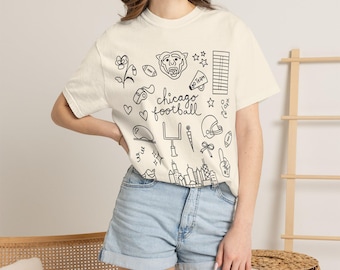 Chicago Football T-shirt | Comfort Colors | Doodle Design Shirt