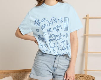 Detroit Football T-shirt | Comfort Colors | Doodle Design Shirt