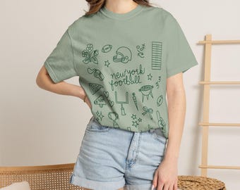 New York Football T-shirt | Comfort Colors | Doodle Design Shirt | Green Gang