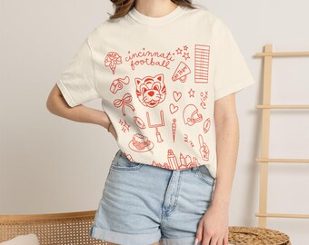 Cincinnati Football T-shirt | Comfort Colors | Doodle Design Shirt