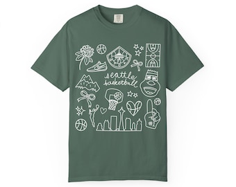 Camiseta con diseño de Seattle Storm Basketball Doodle / Comfort Colors / WNBA
