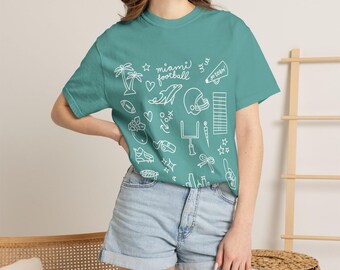 Miami Football T-shirt | Comfort Colors | Free Shipping | Doodle Design Shirt