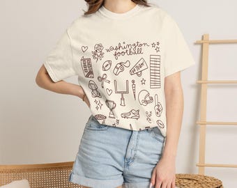 Washington Football T-shirt | Comfort Colors Doodle Design Shirt | DMV Area Football