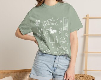 Seattle Football T-shirt | Comfort Colors | Doodle Design Shirt |  12th Man